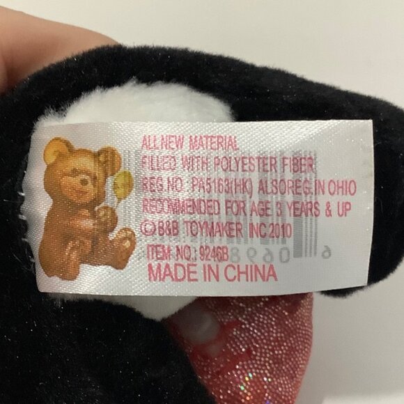 Smiling Panda Hold Glitter Pink Heart Stuffed Animal Plush 4.5” 2010 B&B Toymake - Picture 4 of 5